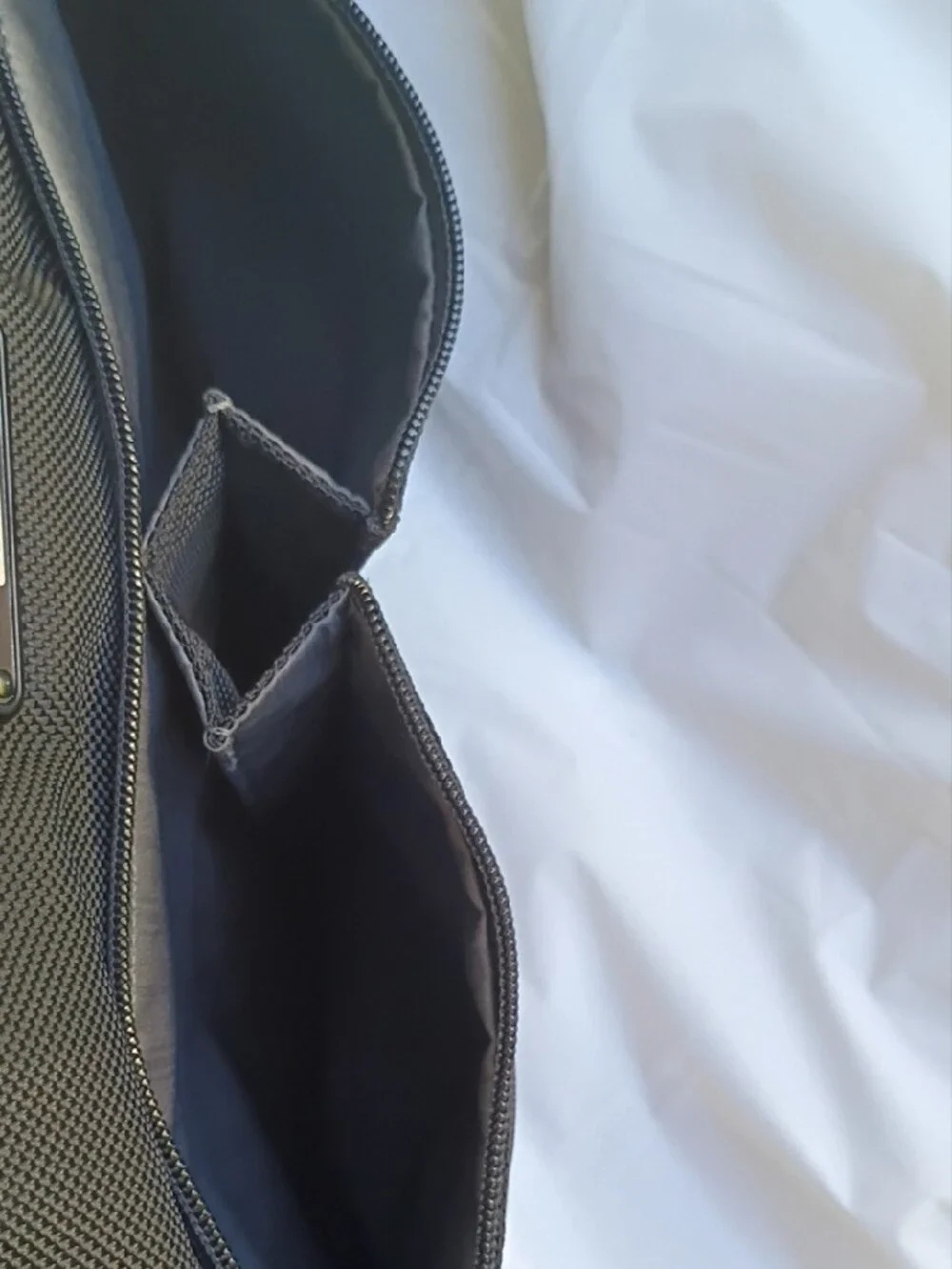 Tumi Black Nylon Messenger with Red Logo Accent